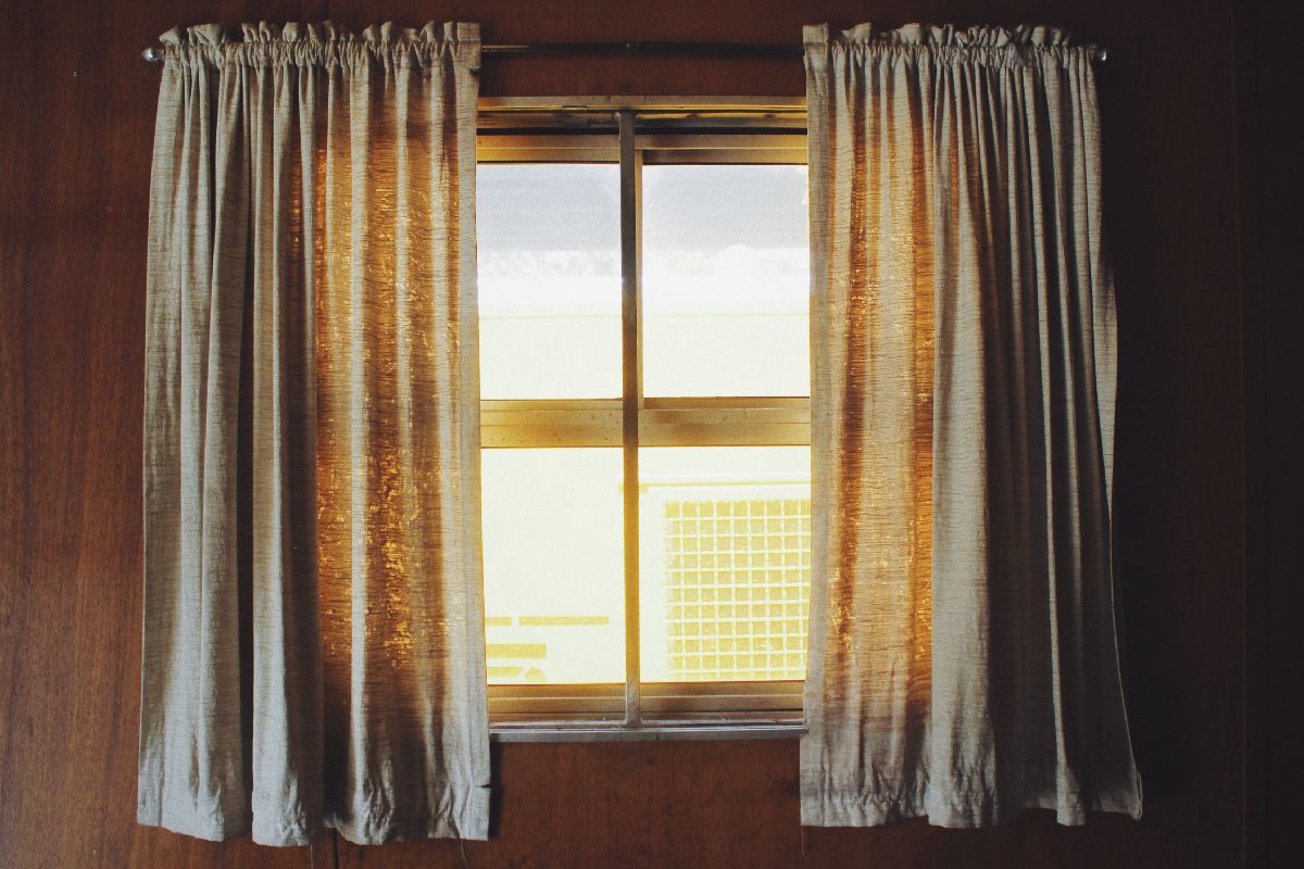 Window With Grey Curtains